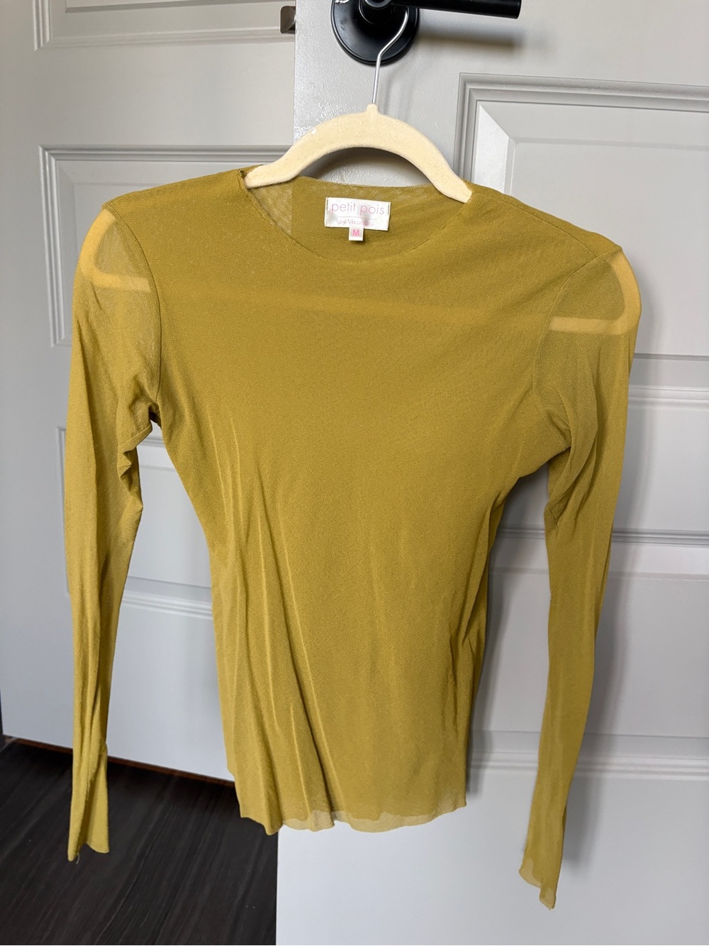 Viviana Sheer Olive Long-Sleeve Top